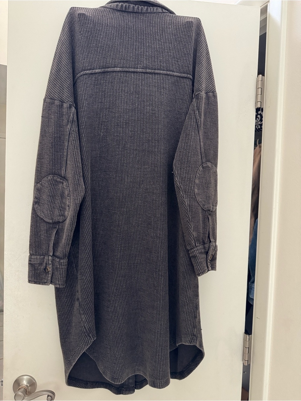 Pilcro Long Dark Gray Button-Front Jacket - Picture 5 of 9